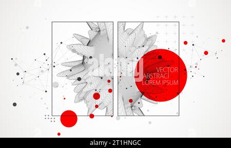 Abstract half sphere background with plexus effect. 3D surface. Stock Vector