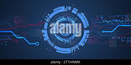 Abstract technology concept. Circuit board, high computer color background. Vector illustration with space for content, web - template, business tech Stock Vector