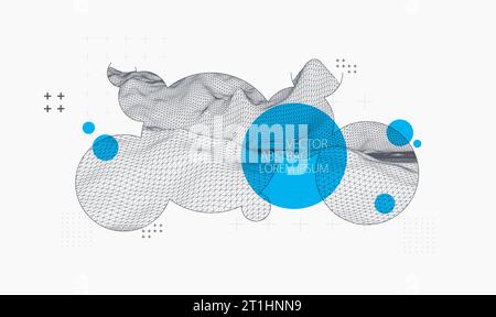Modern science or technology elements. Trendy abstract background. Cyberspace surface illustration. Vector. Stock Vector