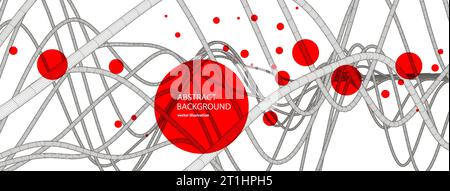 Vector abstract background with a wireframe dynamic waves, line and particles. Stock Vector