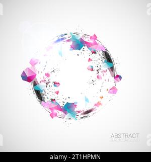 Abstract sphere background with plexus effect. 3D surface. Stock Vector