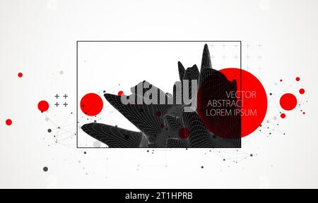 Abstract half sphere background with plexus effect. 3D surface. Stock Vector
