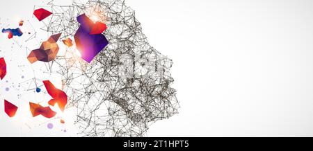 Artificial Intelligence concept.  Creative brain concept background. Vector science illustration. Stock Vector
