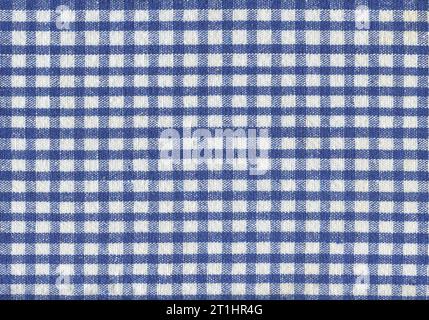 Blue classic plaid fabric, background pattern geometric abstract design, gingham texture Stock Photo