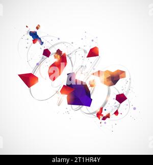 Abstract swirling colored lines. Futuristic geometric composition. Background for design works. Stock Vector