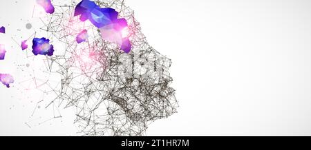 Artificial Intelligence concept.  Creative brain concept background. Vector science illustration. Stock Vector