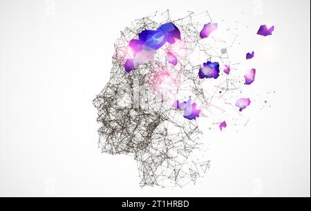 Artificial Intelligence concept.  Creative brain concept background. Vector science illustration. Stock Vector