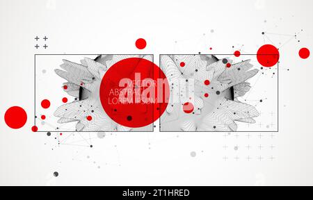 Abstract half sphere background with plexus effect. 3D surface. Stock Vector