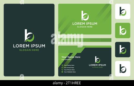 letter B with leaves. Business card design template. icon for business luxury, elegant, simple. Premium Vectors. Stock Vector