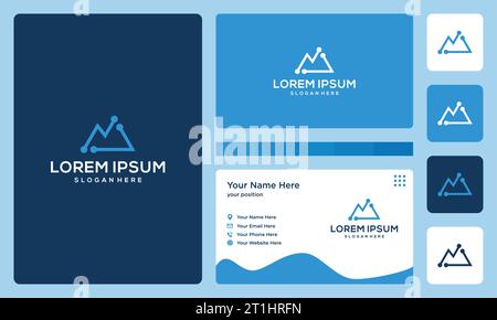 mountain logo with technology and investment models. business card Stock Vector