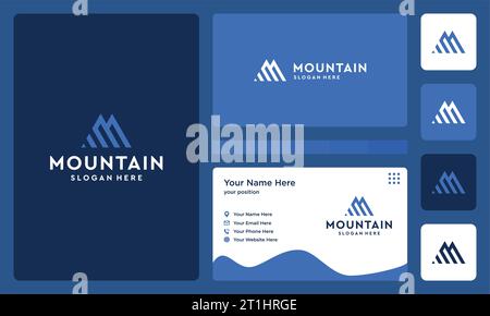 initials letter M logo with mountain and investment shapes. business card Stock Vector