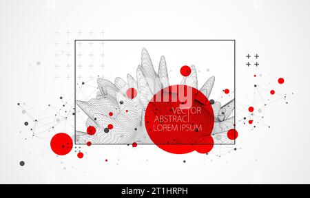 Abstract half sphere background with plexus effect. 3D surface. Stock Vector