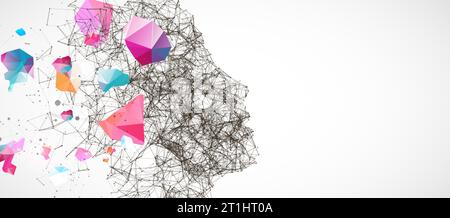 Artificial Intelligence concept.  Creative brain concept background. Vector science illustration. Stock Vector