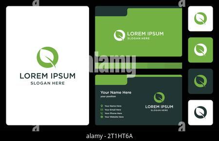 letter O with leaves. business card design template. icon for business luxury, elegant, simple. Premium Vectors. Stock Vector