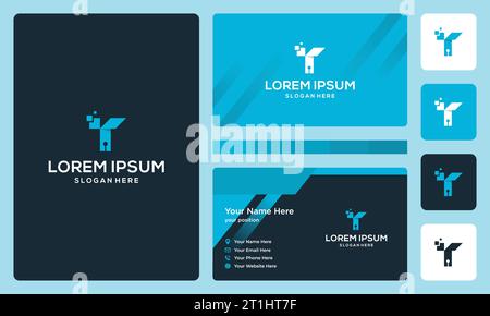 letter T with the technology model. Business card design template. premium vector Stock Vector