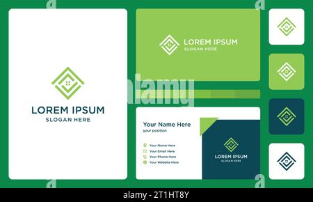 house logo shape with check logo. Premium Vector. business card. Stock Vector
