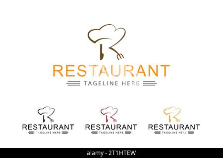 Letter R logo with chef hat. suitable for restaurant logos, chefs, food store. simple logo design editable. Stock Vector