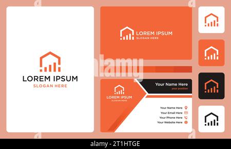 home logo with investment bar. Premium Vectors. business card. Stock Vector