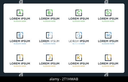 collection of letters in a box and arrows. icon for business luxury, investment, elegant, simple. Premium Vectors. Stock Vector