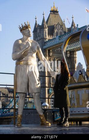 EDITORIAL USE ONLY An experiential installation is unveiled in London to celebrate the 'Battle of the Baddest', the boxing match between Tyson Fury and Francis Ngannou taking place on October 28, opening Riyadh Season in Saudi Arabia's capital. Picture date: Saturday October 14, 2023. Stock Photo