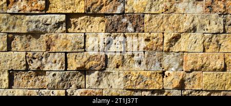 Rectangular cut out beige marble wall texture background can be, tile seamless lined up Stock Photo