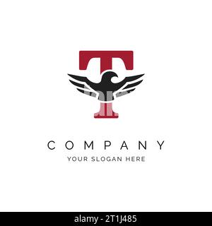 T Letter Logo, Eagle wings logo, Falcon Logo Template vector illustration design Icon Symbol. Alphabet T with Eagle symbol Stock Vector