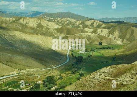 Mountain plateau, road to Kazarman, district of Jalal-Abad Region in western Kyrgyzstan Stock Photo