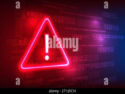 Notification technology alert symbol with numeric code behind it, conveys a warning of technological security systems that are being exposed to theft Stock Vector