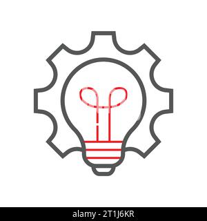 Vector innovation icon. Light bulb and cog. Premium quality graphic design element. Modern sign, linear pictogram, outline symbol, simple thin line Stock Vector