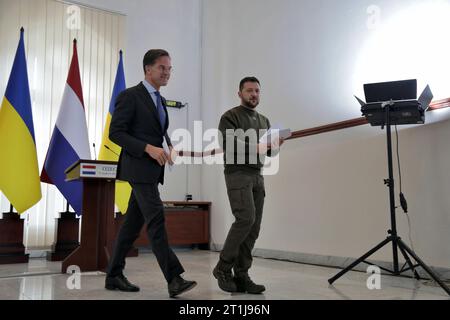 Ukrainian President Volodymyr Zelenskyy seen talking during the joint ...