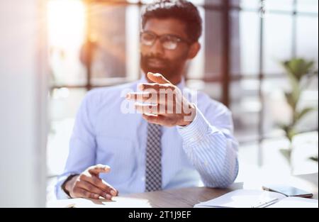 Nervous millennial male freelancer see critical mistake incorrect information in paper document Stock Photo