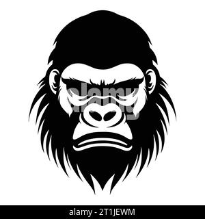 angry gorilla animal head logo and symbol illustration Stock Vector