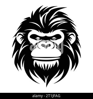 gorilla wild animal head illustration for logo or symbol Stock Vector