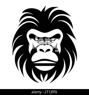gorilla ape mammal wild animal head illustration for logo or symbol Stock Vector