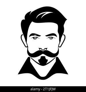 mustache man and hairstyle barbershop mascot and logo illustration Stock Vector
