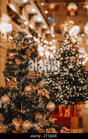 2022 New Years trees with bokeh lights with shiny 