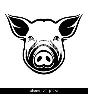 pig mammal wild animal head illustration for logo or symbol Stock Vector