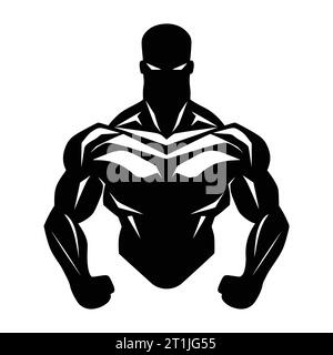 superhero muscle pose silhouette illustration Stock Vector