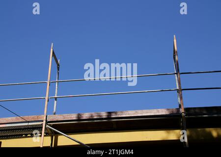 Scaffolding at a warehouse Stock Photo