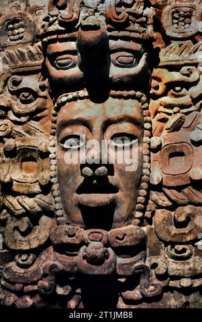 Detail of a Mayan plaster frieze from Early Classic period approximately AD 200-600  National Anthropological Museum Mexico City Stock Photo