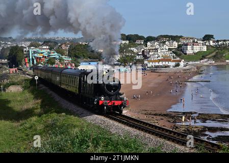 GWR 4200 class tank engine No 4277 'Hercules' passing Goodrington on the Dartmouth Steam Railway with a train for Kingswear. Stock Photo