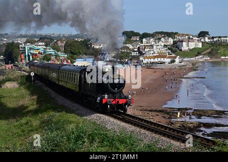 GWR 4200 class tank engine No 4277 'Hercules' passing Goodrington on the Dartmouth Steam Railway with a train for Kingswear. Stock Photo