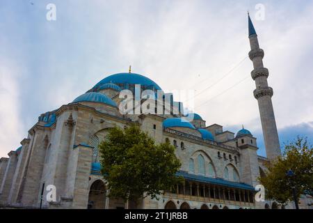 The beautiful Suleymaniye Mosque lighten up at night, Istanbul, Turkey Stock Photo