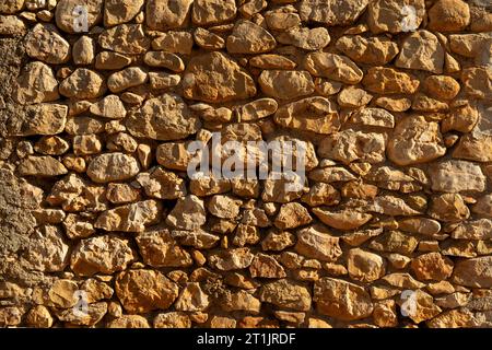 Detail shot of a plain limestone wall - stock photo Stock Photo
