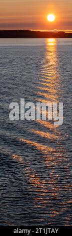 Canada, Nunavut, Northwest Passage, transiting the Bellot Strait at sunrise. Stock Photo