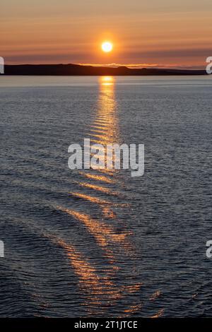 Canada, Nunavut, Northwest Passage, transiting the Bellot Strait at sunrise. Stock Photo