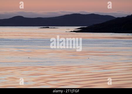 Canada, Nunavut, Northwest Passage, transiting the Bellot Strait at sunrise. Stock Photo