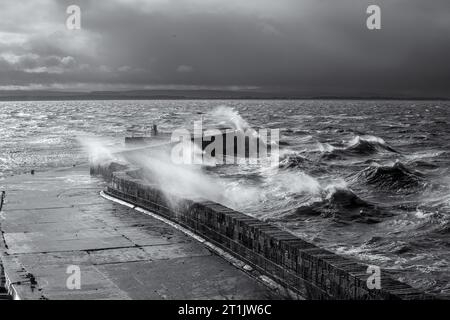 Power of the Sea, Burghead Pier Stock Photo