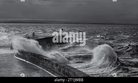 Power of the Sea, Burghead Pier Stock Photo