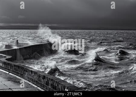 Power of the Sea, Burghead Pier Stock Photo